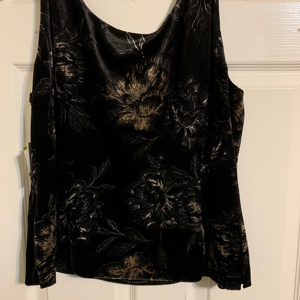 Kasper Velvet Floral Sleeveless Print Top